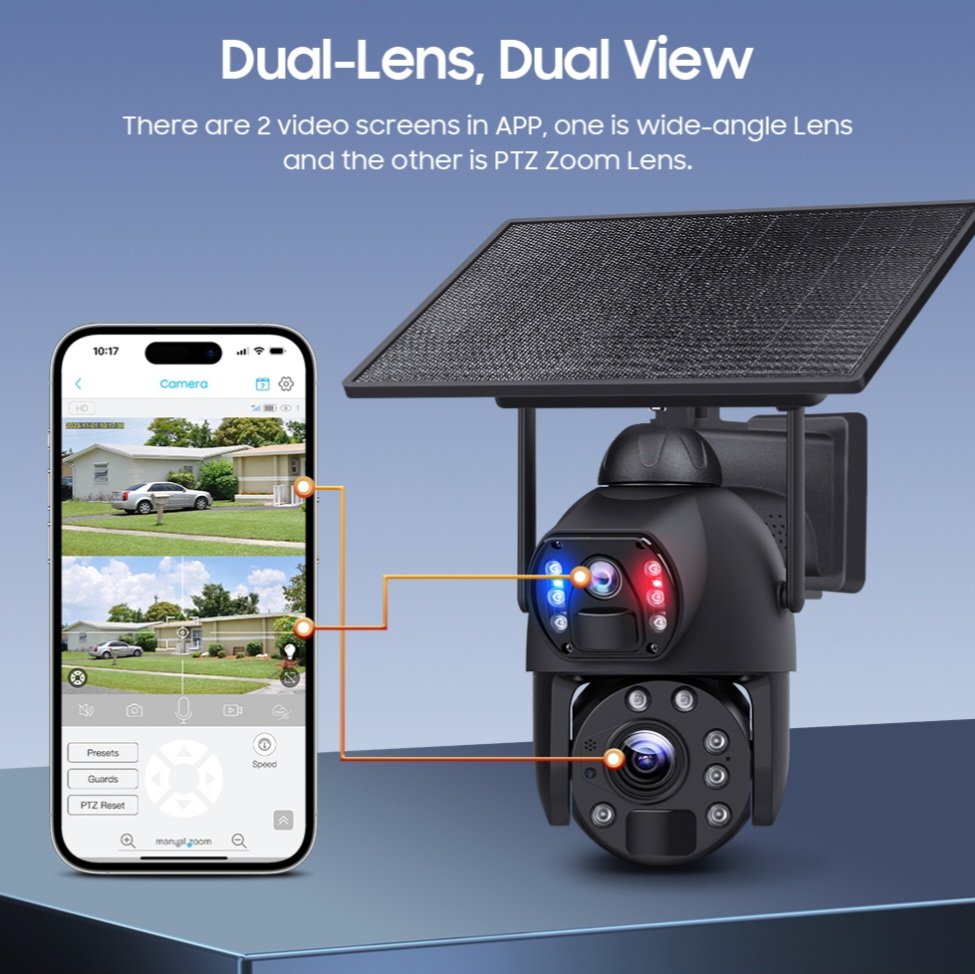 20× Zoom 4G Solar Dual Lens PTZ Camera (With Sim & Memory Card) - Image 3